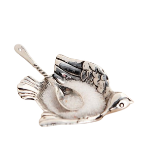 Cave à sel en argent en forme d'oiseau et serveur d'épices Meilleure vente Bol à sel et à poivre fini brillant Ustensiles de cuisine Table à manger Outil - Product Image 1