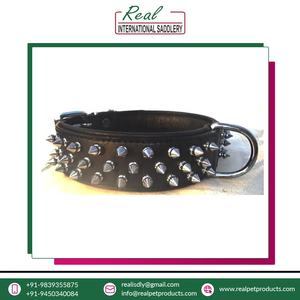 Collier de chien lévrier rembourré écologique en cuir véritable du fournisseur indien - Product Image 2