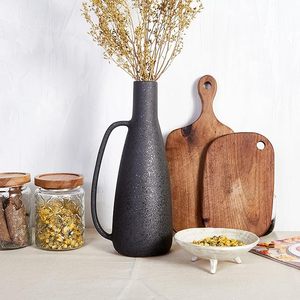Vase à fleurs vintage en céramique, meilleure vente, nouveau design, finition tendance, vase à fleurs peint à la main de couleur noire mate - Product Image 3