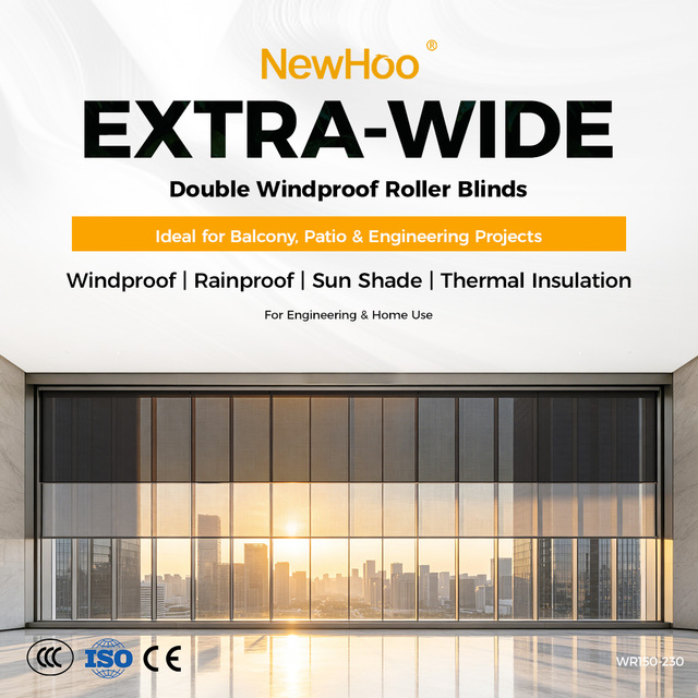 Enjoy Comfort with Motorized Double Layer Roller Shades No-Drill Remote Controlled Blackout Blinds for Patio Outdoor Use