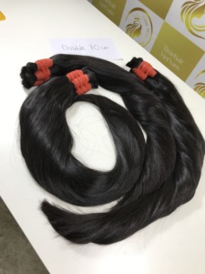 Extensions de cheveux humains vietnamiens droits en vrac doublement étirés Stock de matière première alignée à cuticules noires naturelles non transformées - Product Image 5