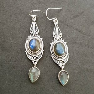 Renewal Moonstone Earring Brass Vintage Handmade Jewelry IGI Certified Surgyan Saini Summer Season <b>Wedding</b> - Product Image 2