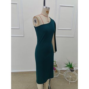 Women's One-Shoulder Midi Crepe Dress with <b>Cape</b>, 34456 - <b>Green</b> - Product Image 6