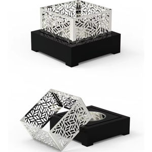 Silver <b>Black</b> Arabic Oud Burner Islamic Bakhoor Mabkhara Square Incense <b>Holder</b> Decorative Perfume Burner Modern Home Decor - Product Image 1