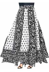 กระโปรงแมกซี่ลายดอกไม้สำหรับผู้หญิงเอวยางยืดสวมใส่สบายพร้อมการตกแต่งแบบปัก - Product Image 2