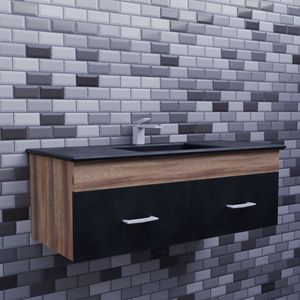 Meuble-lavabo double pour salle de bain 150 cm, meuble-lavabo double sur mesure pour salles de bain principales, option plan de travail en pierre - Product Image 4
