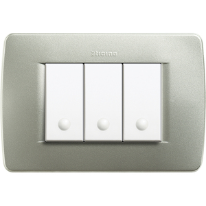 Piastra per scatola rettangolare 3 moduli verde metallizzato (Bticino Luna C4803VM) - Product Image 2