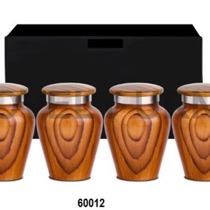 Metallic Wooden Print Small <b>Mini</b> Human <b>Ashes</b> Keepsake <b>Urns</b> Set <b>for</b> Adults (Male/Female) Red Oak Set 4-Funeral Memorial - Product Image 1