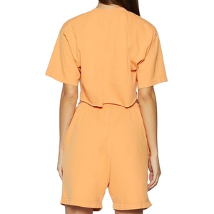 ชุดเสื้อยืดและกางเกงขาสั้นลำลองเหนือเข่าผ้าฝ้ายปักโลโก้ตามสั่งสำหรับผู้หญิง OEM - ฤดูใบไม้ผลิ แห้งเร็ว ผลิตโดย HS 2026 - Product Image 3