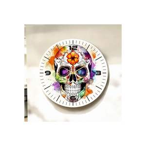 Colorful Dry Head Pattern Number Wooden Wall <b>Clock</b> 50cm Silent <b>Table</b> <b>Top</b> Gift Colorful Printed Dry Head Pattern Wall <b>Clock</b> - Product Image 2