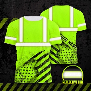 Hola visibilidad sublimación ropa de trabajo seguridad exterior reflectante construcción camiseta para hombres - Product Image 4