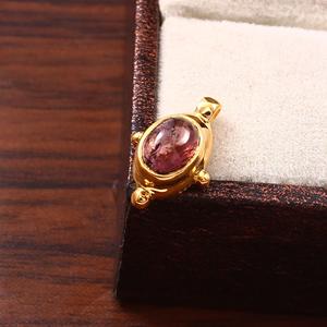 Collar de Plata de Ley 925 chapado en oro hecho a mano para mujer, colgante de turmalina rosa, joyería fina, colgantes de forma ovalada - Product Image 5