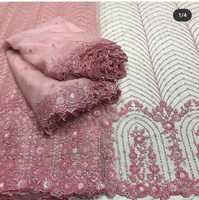 Nouveau tissu en filet à bordure à motifs tendance pour robes de mariée disponible à prix de gros en provenance d'Inde