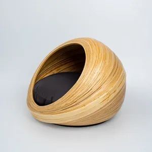 Meilleures ventes de lit en bois de bambou naturel enroulé en bois naturel en bambou filé pour animaux de compagnie fait à la main pour chat et chien accepté par l'OEM - Product Image 5