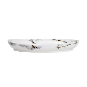 Simple White <b>Marble</b> Table Serving <b>Tray</b> Brass Inlay Eco-Friendly American Style Wedding Serving <b>Tray</b> Handmade Metal Handle TQC - Product Image 5