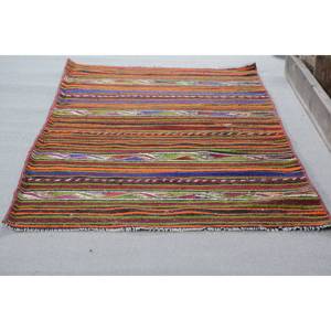 Alfombra turca clásica Vintage de 2,3x6,4 pies, diseño tradicional de retazos rojo y verde, tejido plano de látex de lana, nuevo pasillo de área grande - Product Image 3