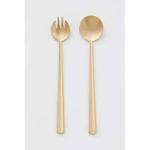 Vente en gros de couverts à salade décoratifs en métal à poignée en boucle dorée en acier inoxydable cuillère à salade de restaurant de service au design de luxe - Product Image 3