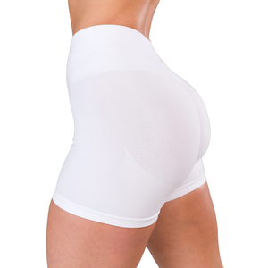 Women <b>White</b> <b>Seamless</b> Mid Rise Gym <b>Shorts</b> Stretch Compression Workout Fitness Squat Proof Training <b>Shorts</b> - Product Image 6