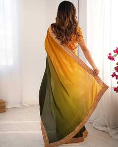 New Collection Women's Ethnic Polyester Saree for Weddings and Parties <b>Indian</b> & <b>Pakistani</b> <b>Clothing</b> - Product Image 3