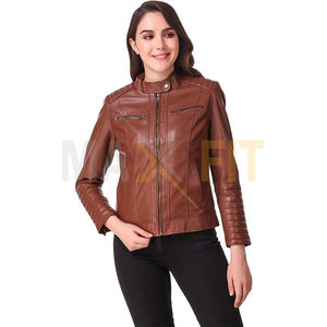 MAXFIT ENTERPRISES-Chaqueta de cuero liso para mujer y niña, diseño personalizado, tela estampada, cuero PU - Product Image 1