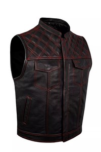 Gilet de moto en cuir pour hommes sur mesure SOA Biker Group Gilet Style Casual Fit Produit de haute qualité très vendu - Product Image 2