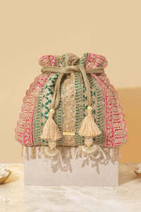 Indian Ethnic Eco-Friendly Durable Polyester Potli Bag for <b>Bride</b> Mehendi Ceremony Handbag Customizable Size Ladiesclutches More - Product Image 5