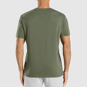 Tendance Design couleur verte unie coupe ample T-Shirt Logo personnalisé 100% tissu en coton col rond quantité minimale de commande bas Streetwear T-shirt pour hommes - Product Image 3