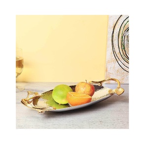 Plateau en aluminium de fruits en métal de forme ovale bol de service maison et cuisine équipement de service de mariage et de fête bol de fruits fait à la main - Product Image 4