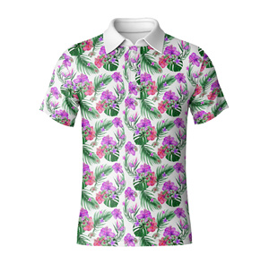 Polo de Golf estampado de buena calidad para hombre, tela de punto de Spandex/poliéster duradera, camisas de longitud regular, Polo, ropa de Golf OEM - Product Image 3