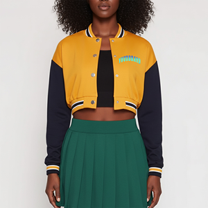 Chaqueta Varsity de Piel de Oveja Premium para Mujer, Personalización de Marca Disponible, Estilo Moderno Extragrande 2025, Fábrica OEM, Transpirable - Product Image 1