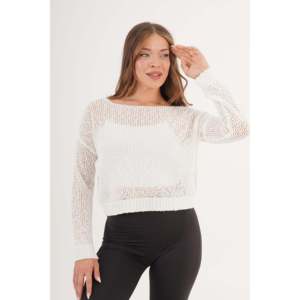 Blusa Blanca de Punto con Cuello Ancho, Estilo Casual, Colección al por Mayor - Product Image 6