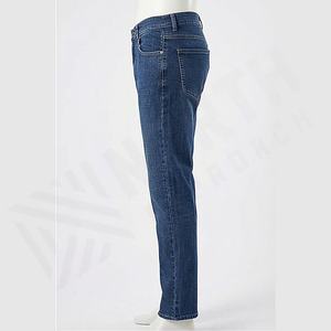 Jeans en denim personnalisés pour hommes, couleur unie, fabriqués sur mesure, 100% coton, décontractés, coupe slim droite, techniques brodées - Product Image 3