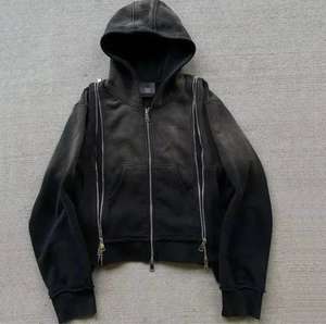 Sweat à capuche décontracté pour hommes OEM Sweat à capuche zippé en coton éponge française délavé à l'acide - Product Image 1