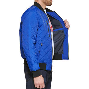 2025 nueva chaqueta informal de manga larga con cremallera estampada personalizada para hombre, chaqueta de bombardero con patrón de diamantes con forro grueso Vintage para hombre - Product Image 3