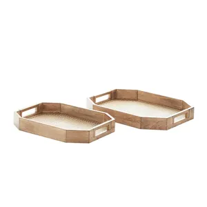 Gran oferta, bandeja de servicio de madera redonda y cuadrada para café, té, fruta, comida, postre - Product Image 2