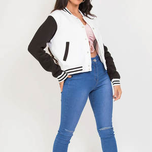 Venta caliente chaqueta universitaria para mujer chaqueta de béisbol personalizada con botones a precio razonable chaqueta universitaria con logotipo personalizado - Product Image 4