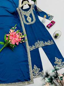 Conjunto de Traje Pakistaní de Georgette Bordado de Primera Calidad Unity Luxure con Dupatta, Atuendo Étnico de Lujo para Fiestas - Product Image 5