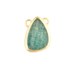 Connecteur pendentif amazonite naturelle fournisseur en gros en vrac connecteur de pierres précieuses à deux bélières forme fantaisie connecteur pendentif à breloque bricolage - Product Image 3