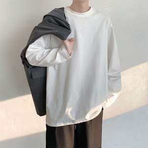 Camisetas informales de algodón de color sólido para hombre de la mejor calidad, logotipo personalizado impreso, tela de Jersey de manga larga de alta demanda, precio al por mayor - Product Image 2