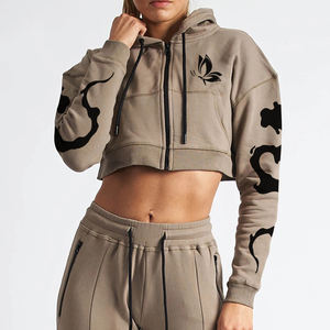 เสื้อครอปสำหรับวิ่งผ้าฟลีซระบายอากาศได้ดีของผู้หญิงเสื้อครอปมีฮู้ดสไตล์ใหม่เสื้อครอปไซส์ใหญ่พิเศษสำหรับฤดูหนาวโลโก้แบบกำหนดเองได้2025 - Product Image 1