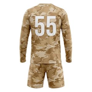 Uniforme de Fútbol Sublimado Personalizado con Camuflaje Desértico, 100% Poliéster, Conjunto de Camiseta de Manga Larga y Pantalones Cortos, Ropa Deportiva Transpirable para Hombre - Product Image 2