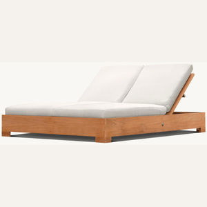 Chaise longue double en teck avec mousse souple, idéale pour les couples qui recherchent la détente sur la plage ou la terrasse – Offre spéciale - Product Image 2