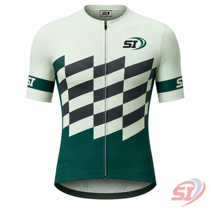 Maillot de cyclisme sans manches pour homme EMERALD SAGE GRAPHITE à carreaux, respirant, en polyester, vêtements de sport pour événements de course, adultes - Product Image 1
