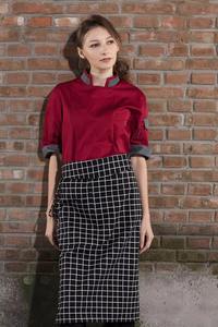 Venta caliente contraste de color de manga corta Chef uniforme Hotel uniforme restaurante bar uniforme Unisex Chef abrigo - Product Image 6