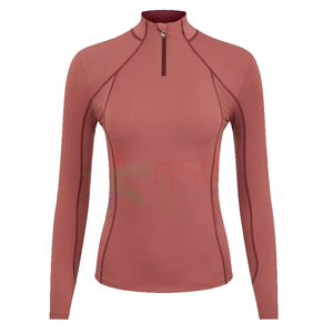 Nueva capa Base de equitación para mujer, manga larga, media cremallera, camisa de equitación, capa Base, ropa ecuestre, venta al por mayor - Product Image 3