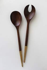 Ensemble de couverts à salade en bois de haute qualité avec poignée attrayante Logo personnalisé salade vaisselle fourchette et cuillère vaisselle serveur à salade - Product Image 4