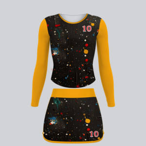 Ensembles de pom-pom girl personnalisés noir jaune Crop Tops Shorts Sports Sublimation Uniforme avec Cheer Uniformes Pratique Porter - Product Image 6