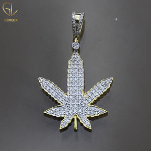 High Quality New Design Trendy VVS Moissanite <b>Diamond</b> Custom Iced Out Leaf HipHop Style Men's Fine Jewelry - Product Image 2