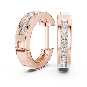 Pendientes de Aro con Moissanita de Corte Redondo Pacho, Plata de Ley 925, Chapados en Oro Rosa, 6g, Pendientes de Novia Modernos y Certificados - Product Image 1
