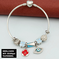 Bracelet jonc en argent sterling 925 plaqué rhodium fait main avec breloque suspendue, zircon cubique, tendance moderne, cadeau de fête